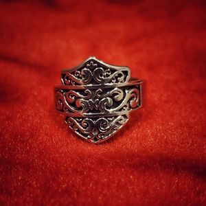 Bikers ring, stainless steel, bar and shield